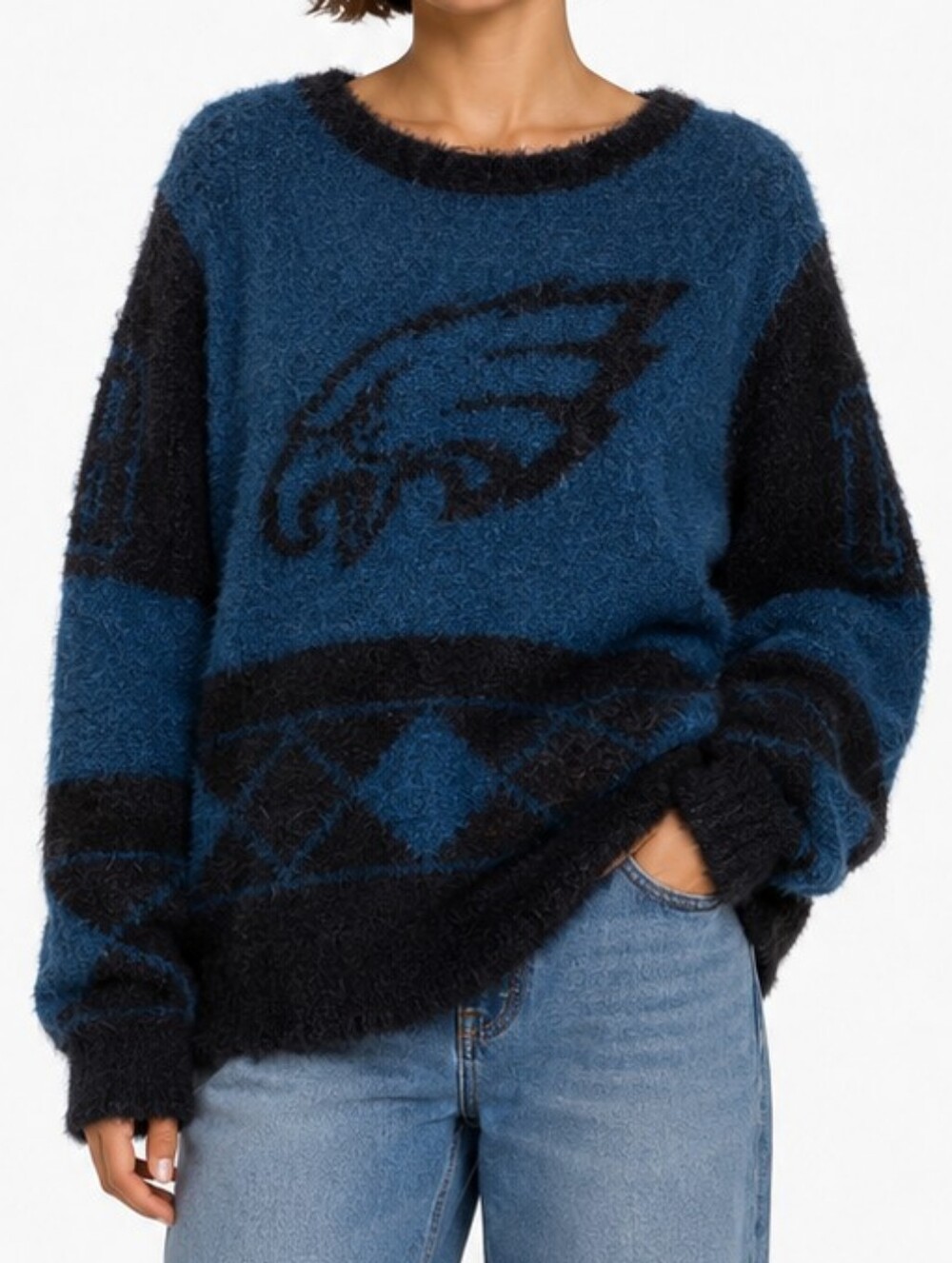 Men's Women's NFL Philadelphia Eagles Fuzzy Knit Sweater Size S Small Logo